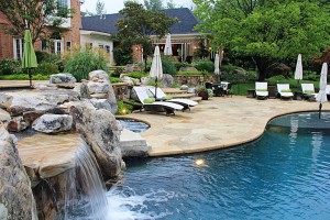 Pool Patio With Flagstone and Deep Blue Water VA