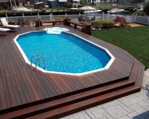 Dodecagon 12 sided Pool Deck With Hard Wood Decking