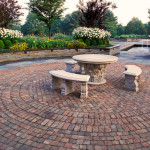 Circle brick pattern with chairs in the middle
