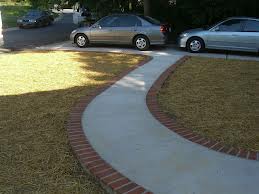 Brick and Concrete Walkway to Driveway