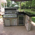 Simple and Beautiful Brick and Black Marble Outdoor Kitchen
