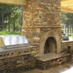 Beautiful Outdoor Fireplace, Grill and Bar