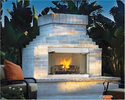 Contemporary White Brick Outdoor Fireplace