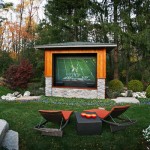 Contemporary landscape and outdoor TV area